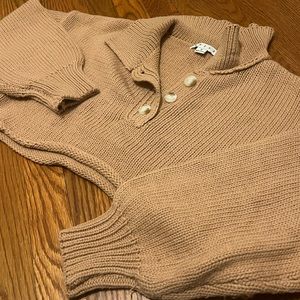 Cozy Baggy Cropped Button Down Sweater Small